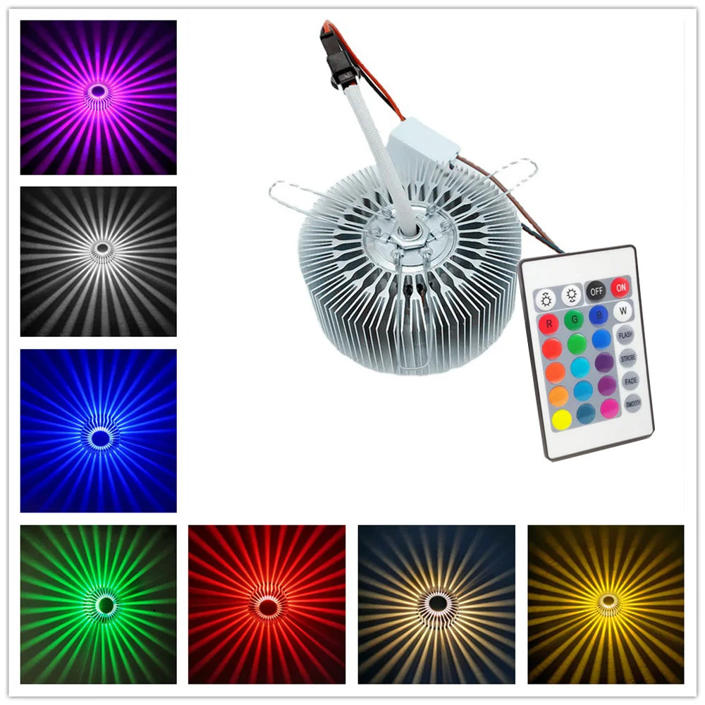 LED Sunburst Wall Sconce – 3W Colorful Recessed Ceiling Light for Living Room, Corridor & Dorm