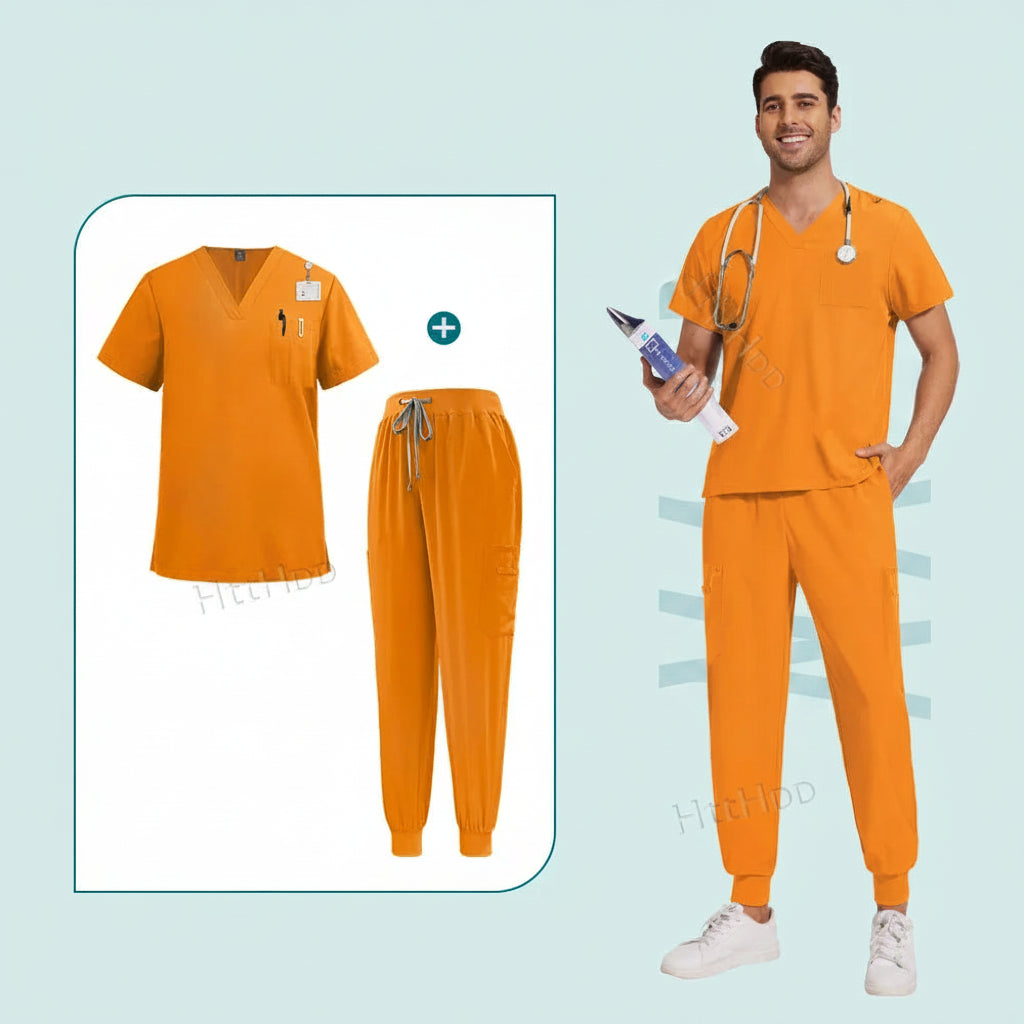Premium V-Neck Medical Scrub Set with Jogger Pants | Soft Stretch Uniform