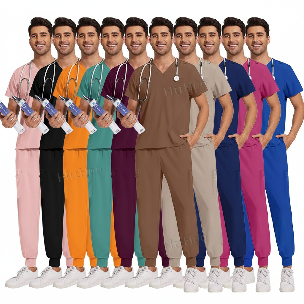 Premium V-Neck Medical Scrub Set with Jogger Pants | Soft Stretch Uniform