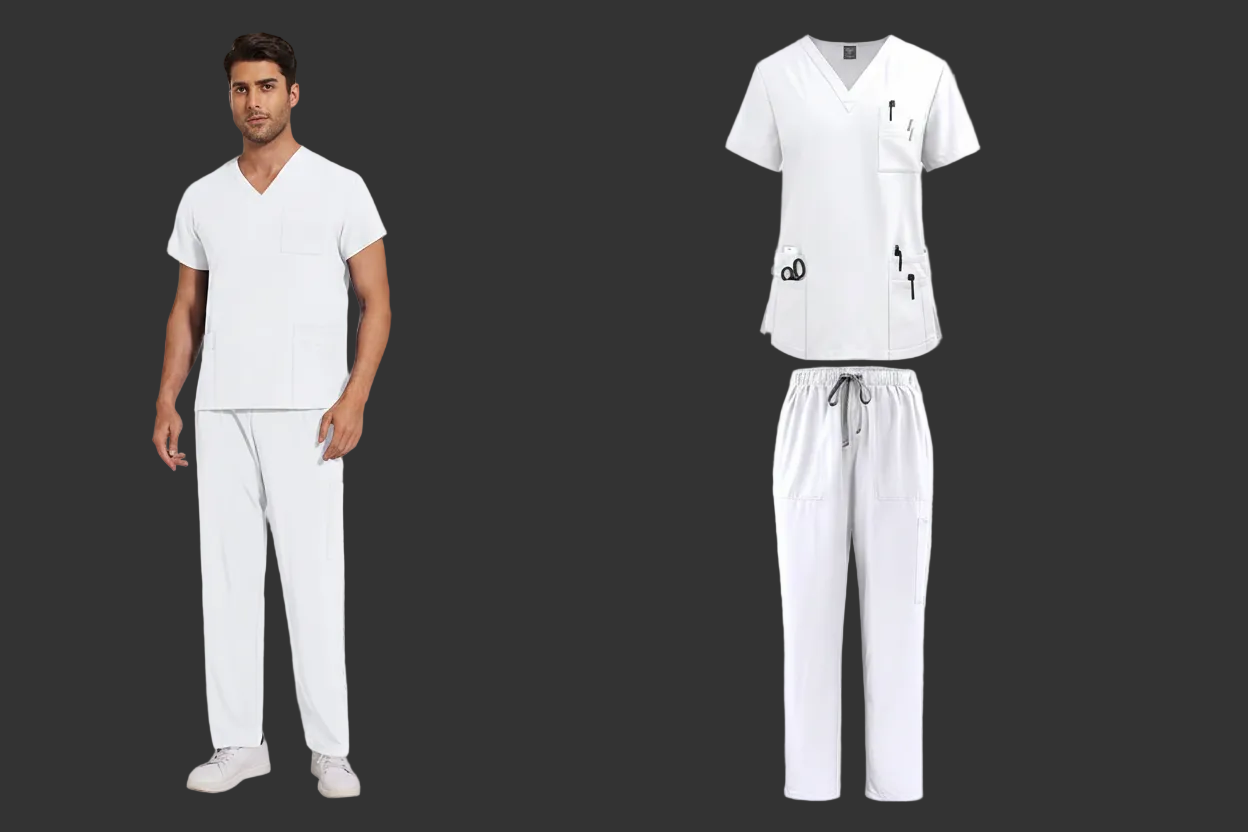 Men's Medical Scrub Set – V-Neck Stretch Nursing Uniform for Healthcare Professionals