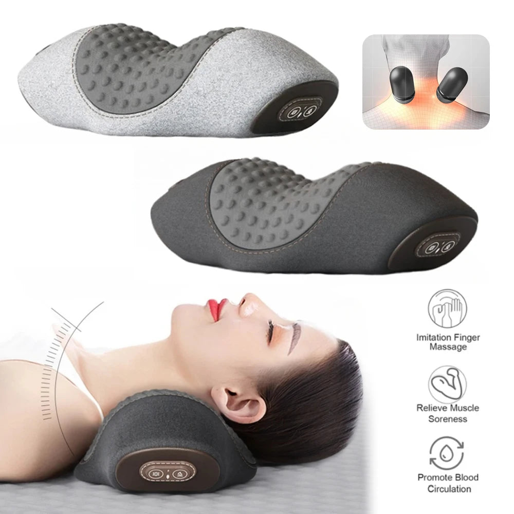 Heated Neck Massager Pillow with Vibration & Traction