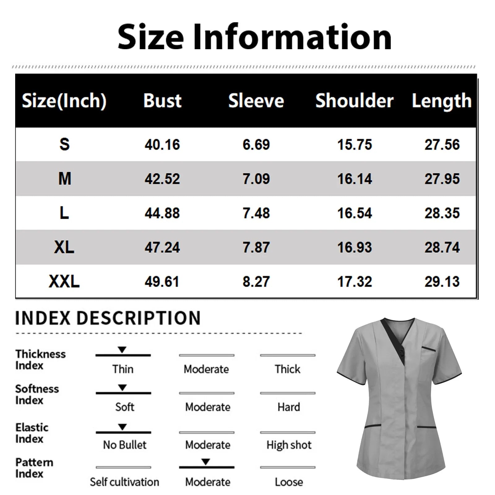Women’s V-Neck Short Sleeve Tunic Scrubs Tops with Pockets