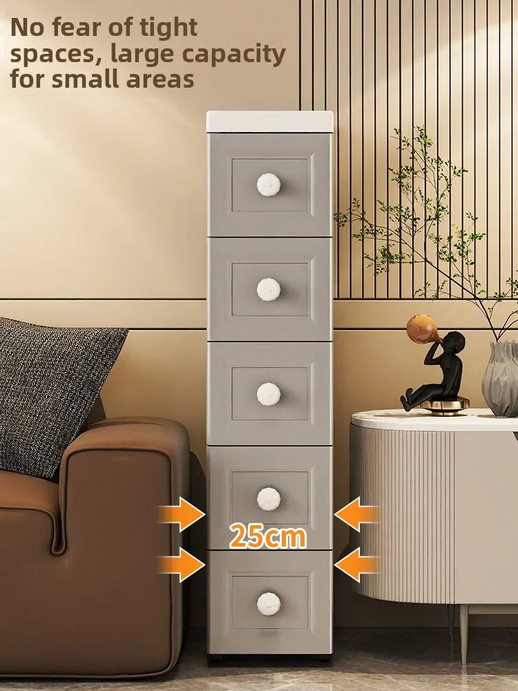 Slim Rolling Storage Cabinet with Drawers – Narrow Space Organizer
