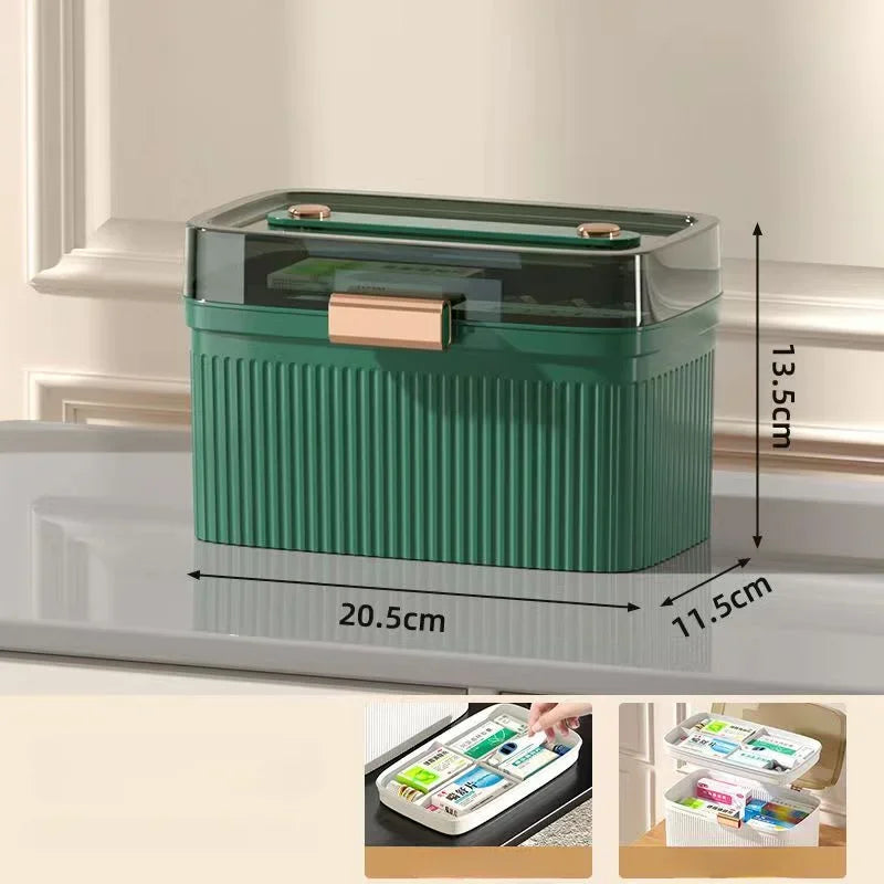 Portable First Aid Medicine Storage Box with Handle – Large Capacity Organizer