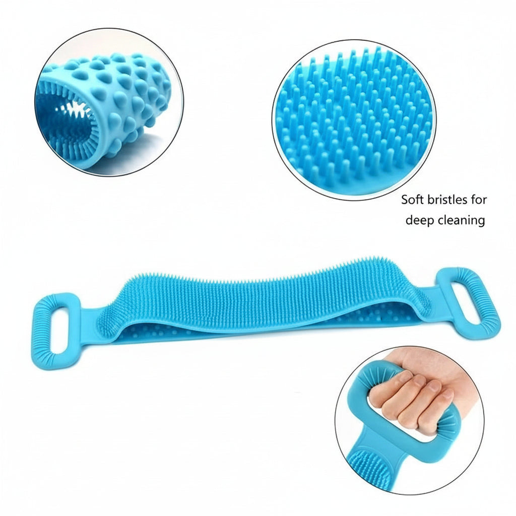 Silicone Exfoliating Back Scrubber – Long Body Shower Massage Brush