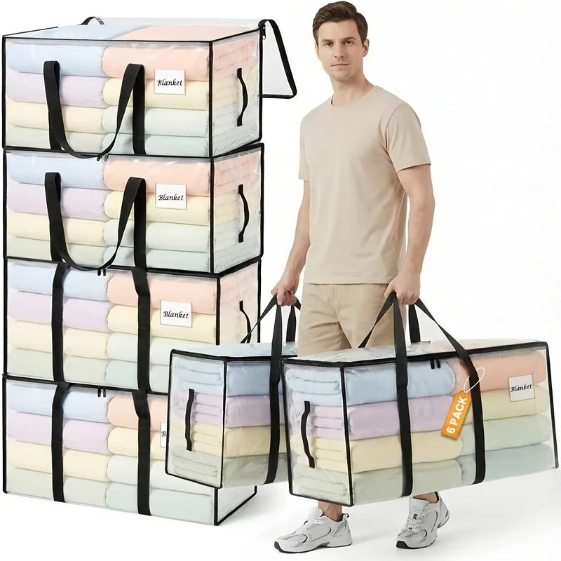 Heavy-Duty Moving Storage Bags (3-Pack) – Large Clothing & Blanket Bags with Lid & Handles