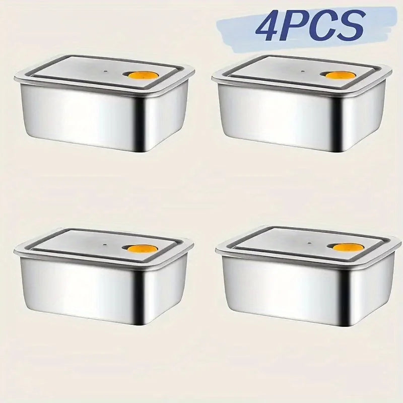 4-Piece Stainless Steel Food Storage Container Set