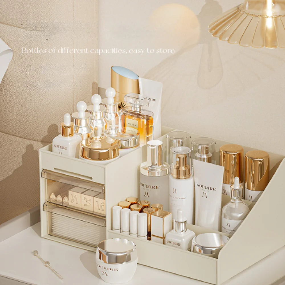 Premium Makeup & Skincare Organizer with 2 Drawers – Desktop Vanity Storage