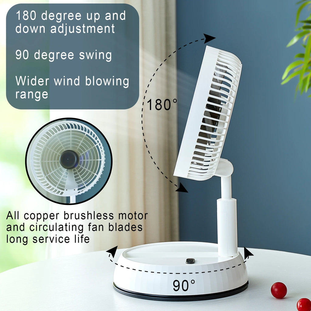 Portable Foldable Standing Fan – Rechargeable with Remote Control