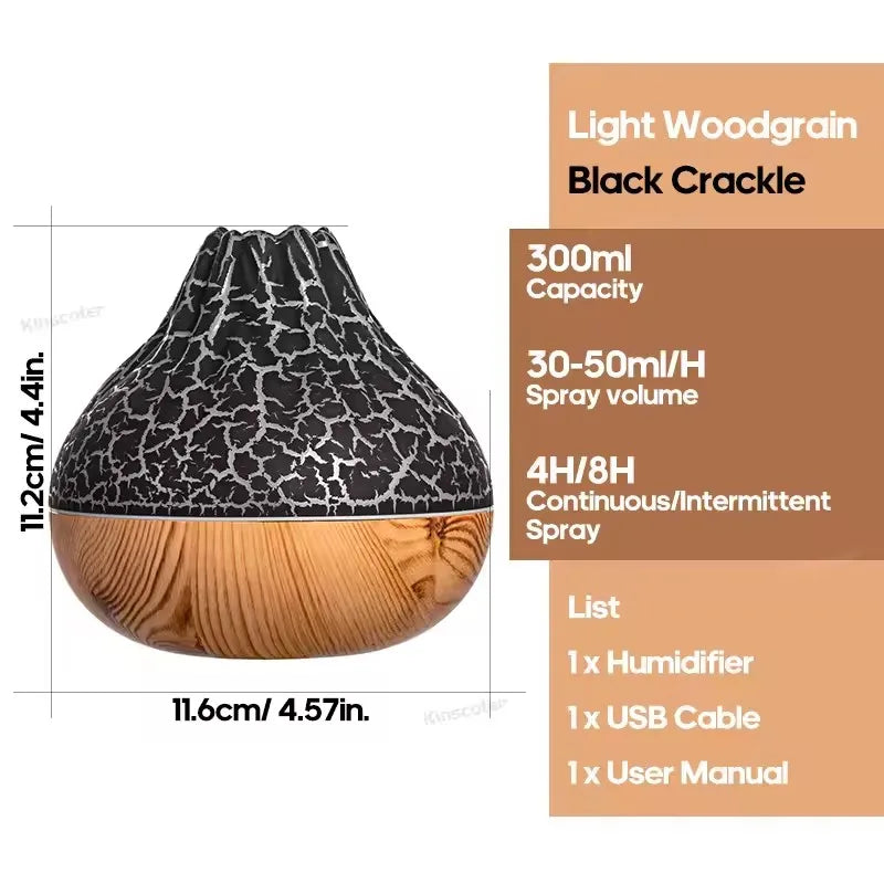 Flame-Effect Aroma Diffuser & USB Humidifier with 7-Colour Light