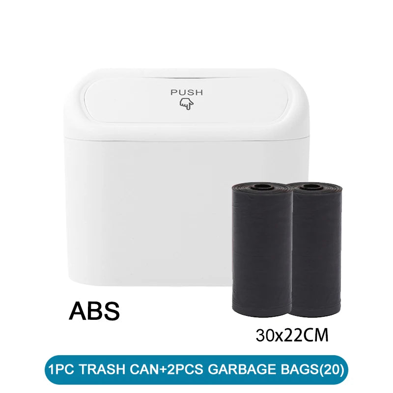 Mini Trash Can with Lid – Leakproof Car & Desk Garbage Bin, Includes 60 Bags