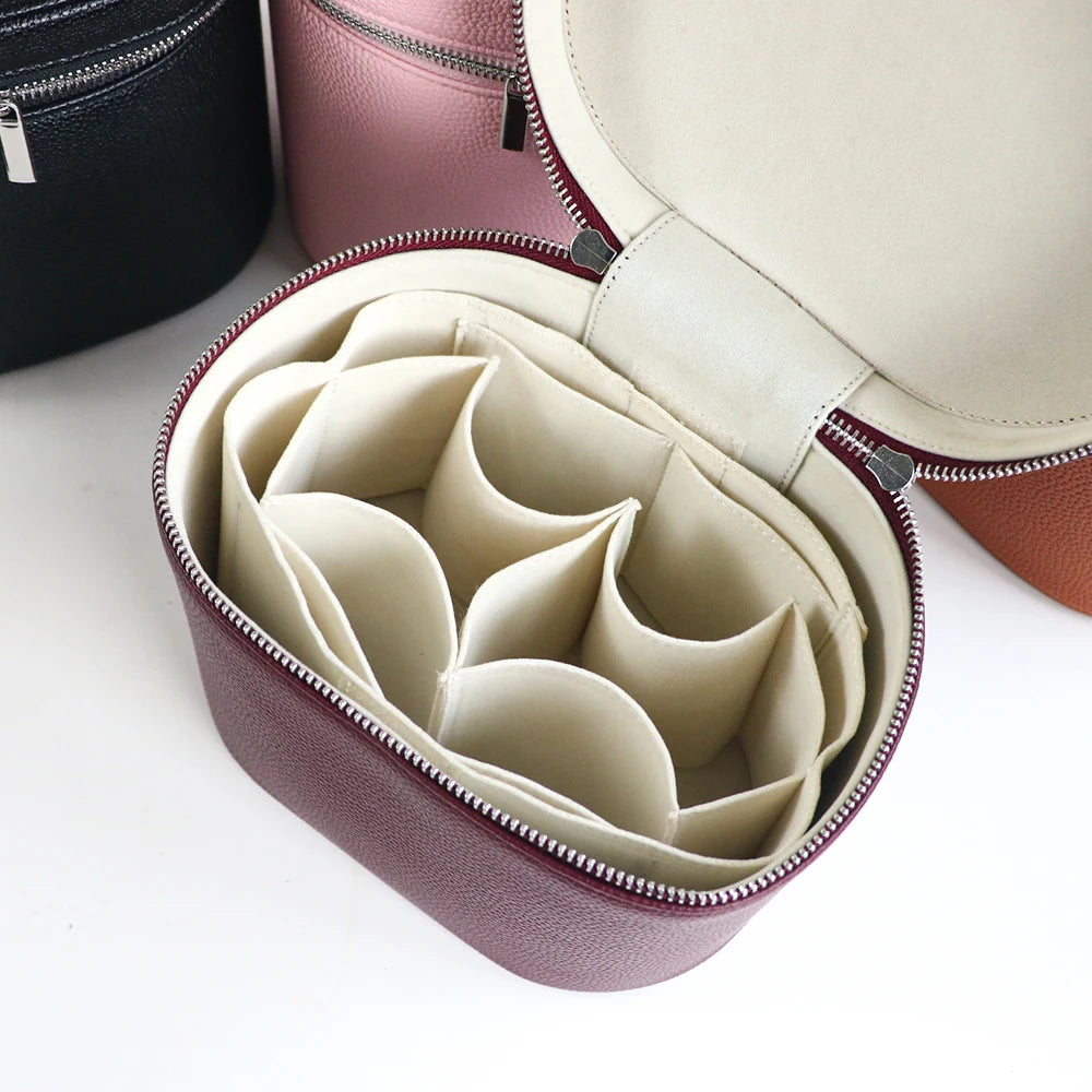 Customizable Round Travel Cosmetic Bag – Large-Capacity PU Leather Organizer