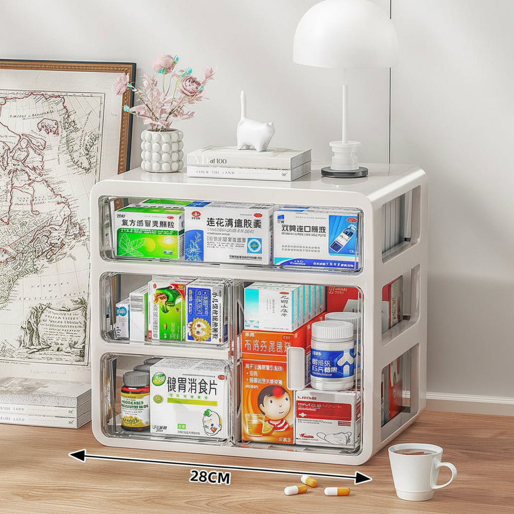 Large Capacity Medicine Storage Box with Drawers