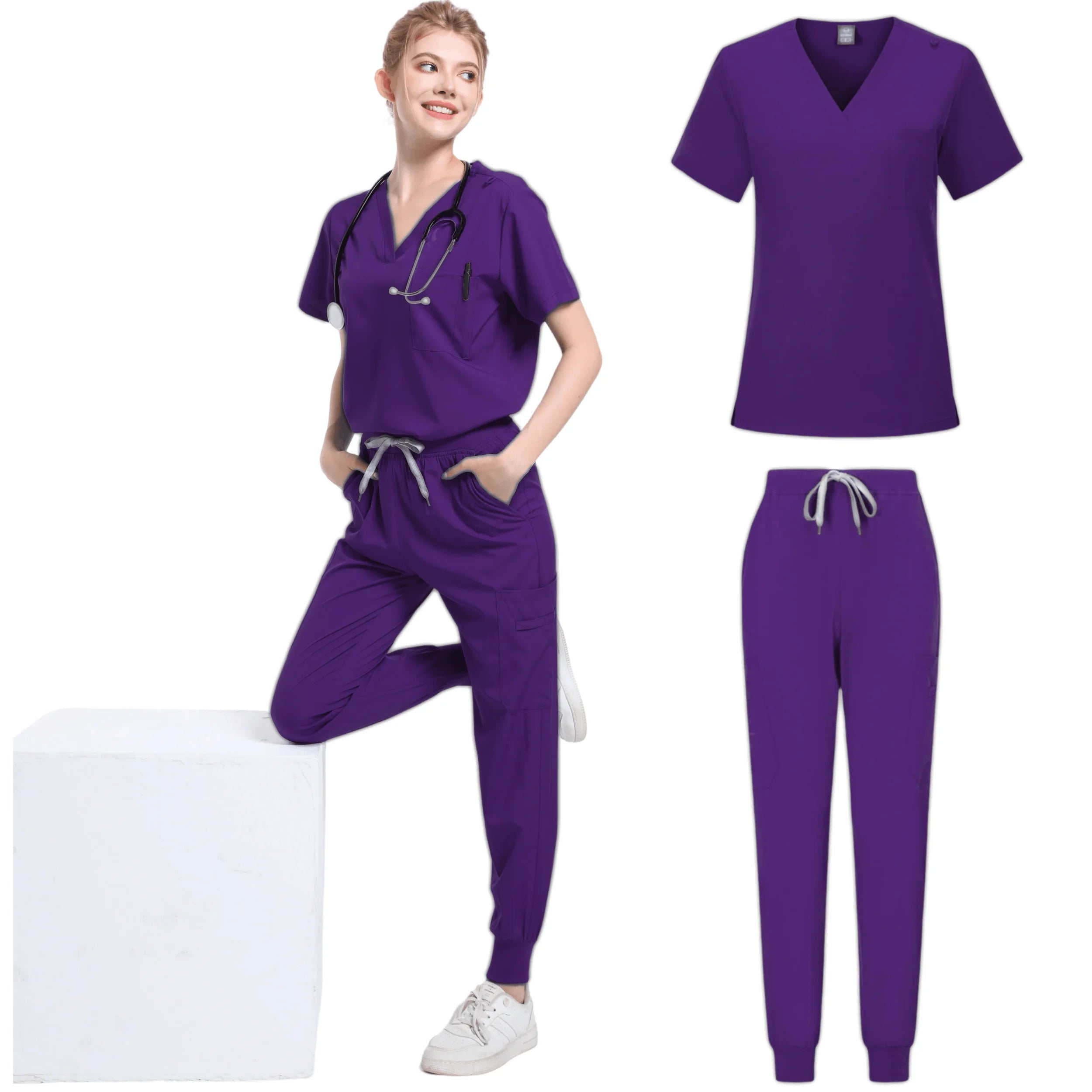 Unisex Medical Scrub Set – Stretch Nursing Uniform