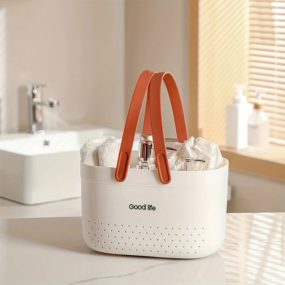 Drainable Tote Basket – Soft Handle Shower & Storage Caddy