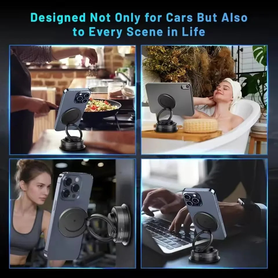 Vacuum Magnetic Car Phone Holder – 360° MagSafe-Compatible Mount