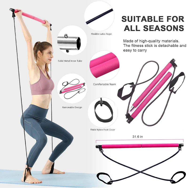 Pilates Resistance Band Set – Full-Body Home Workout Trainer
