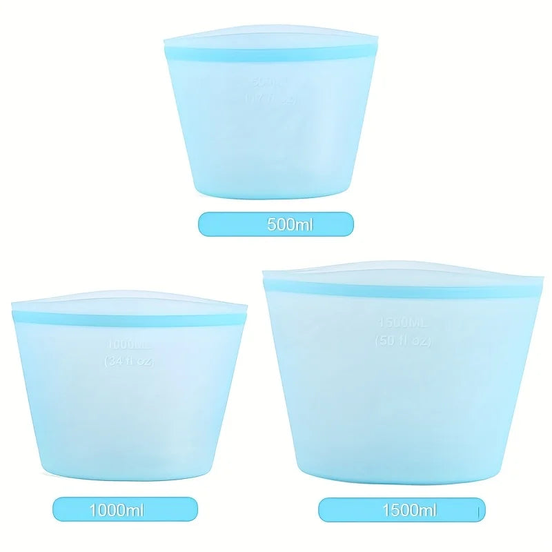 Reusable Silicone Food Storage Bags – 3-Piece Set
