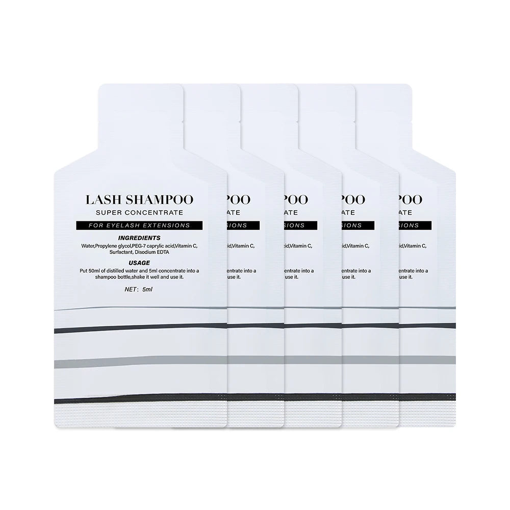 GLAMLASH Lash Shampoo Foam Cleanser – Deep Cleaning Eyelash Extension Wash, 5-Pack Concentrate