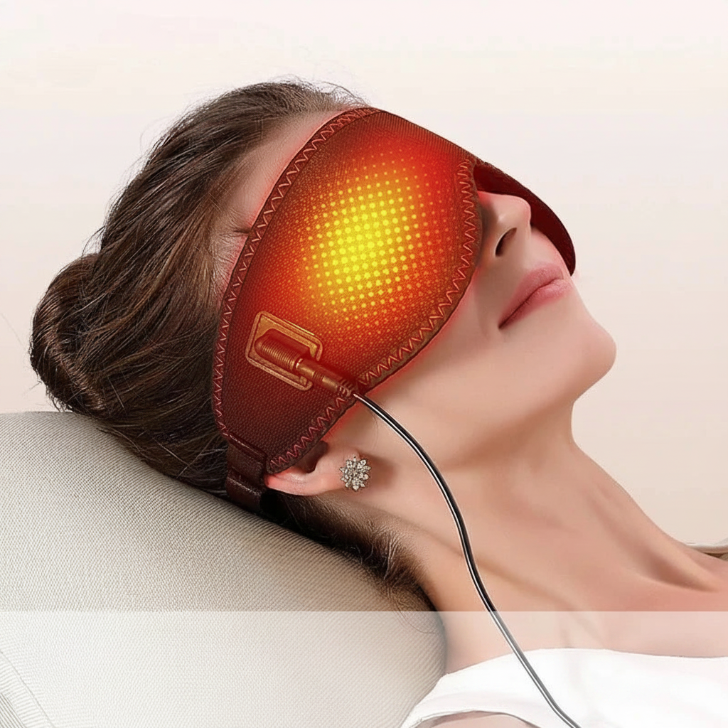 USB Heated Eye Mask for Dry Eyes – 3 Heat Levels Warm Compress Sleep Mask