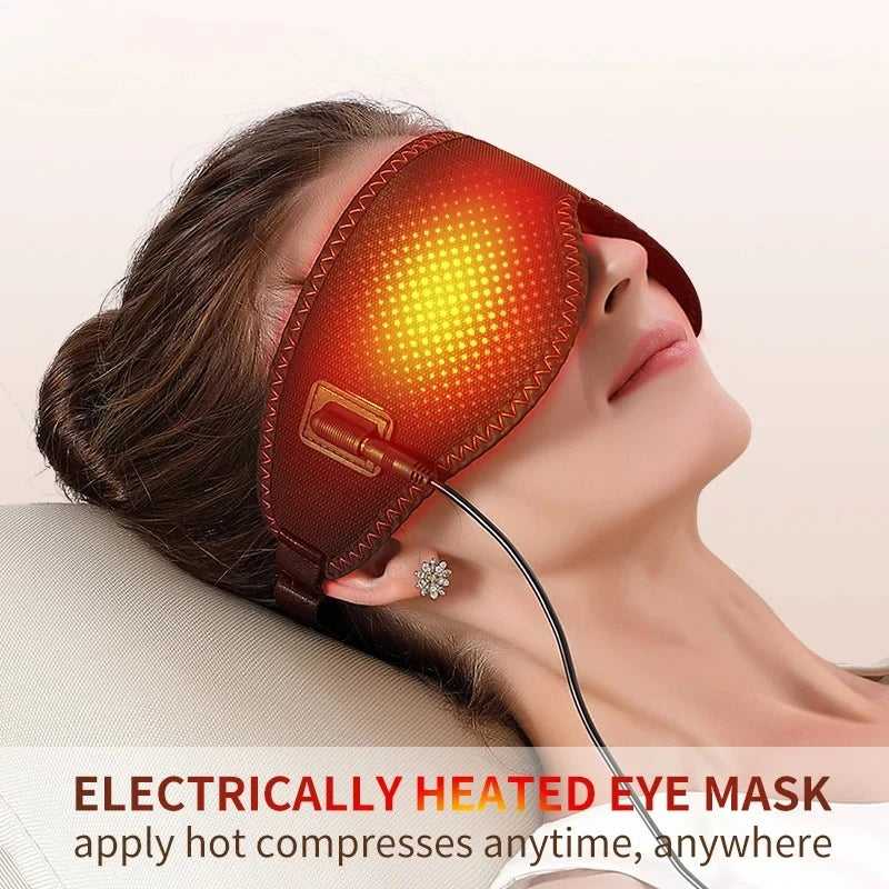 USB Heated Eye Mask for Dry Eyes – 3 Heat Levels Warm Compress Sleep Mask