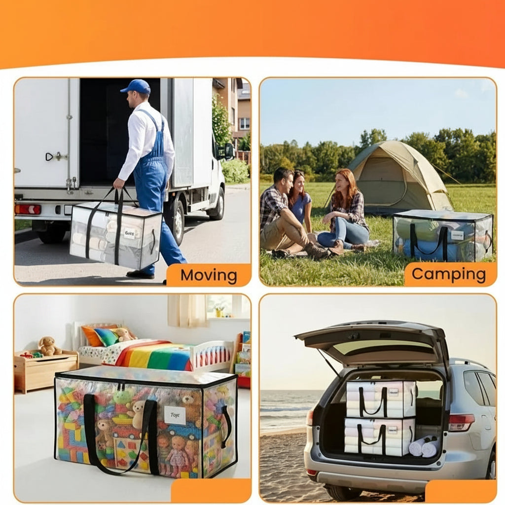 Heavy-Duty Moving Storage Bags (3-Pack) – Large Clothing & Blanket Bags with Lid & Handles