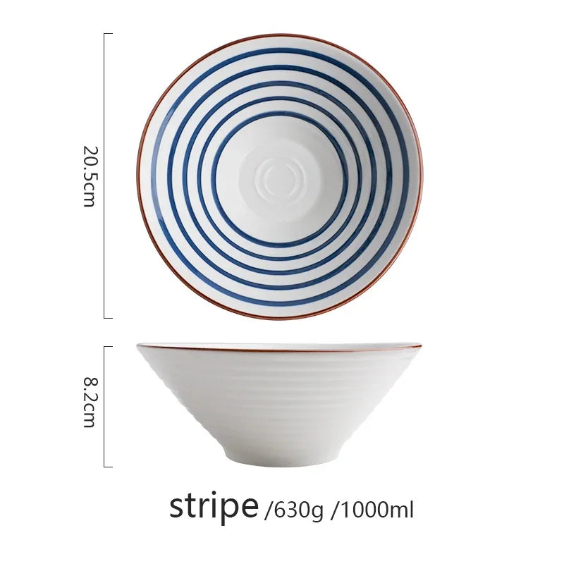 8-Inch Ceramic Ramen Bowl – 1.2L Japanese-Style Noodle Bowl