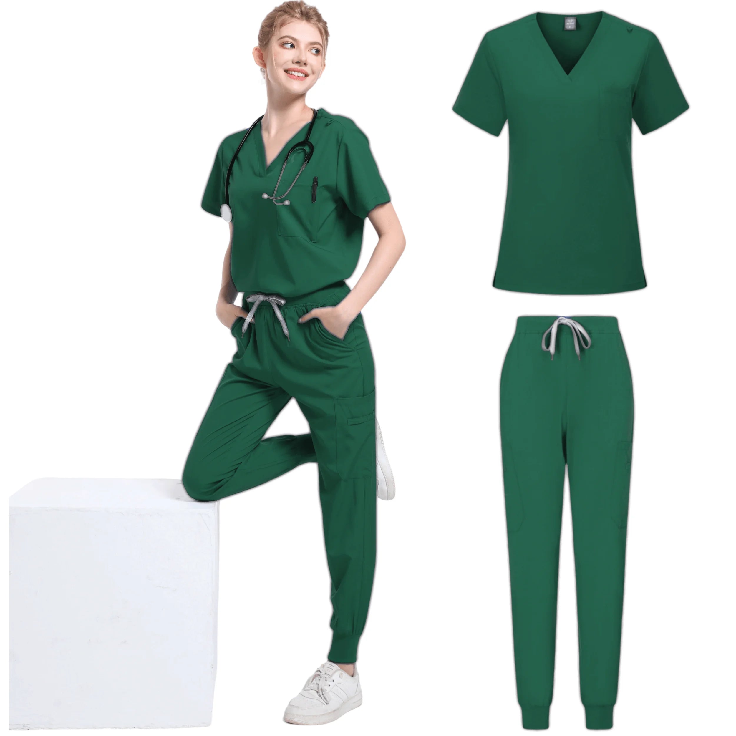 Unisex Medical Scrub Set – Stretch Nursing Uniform