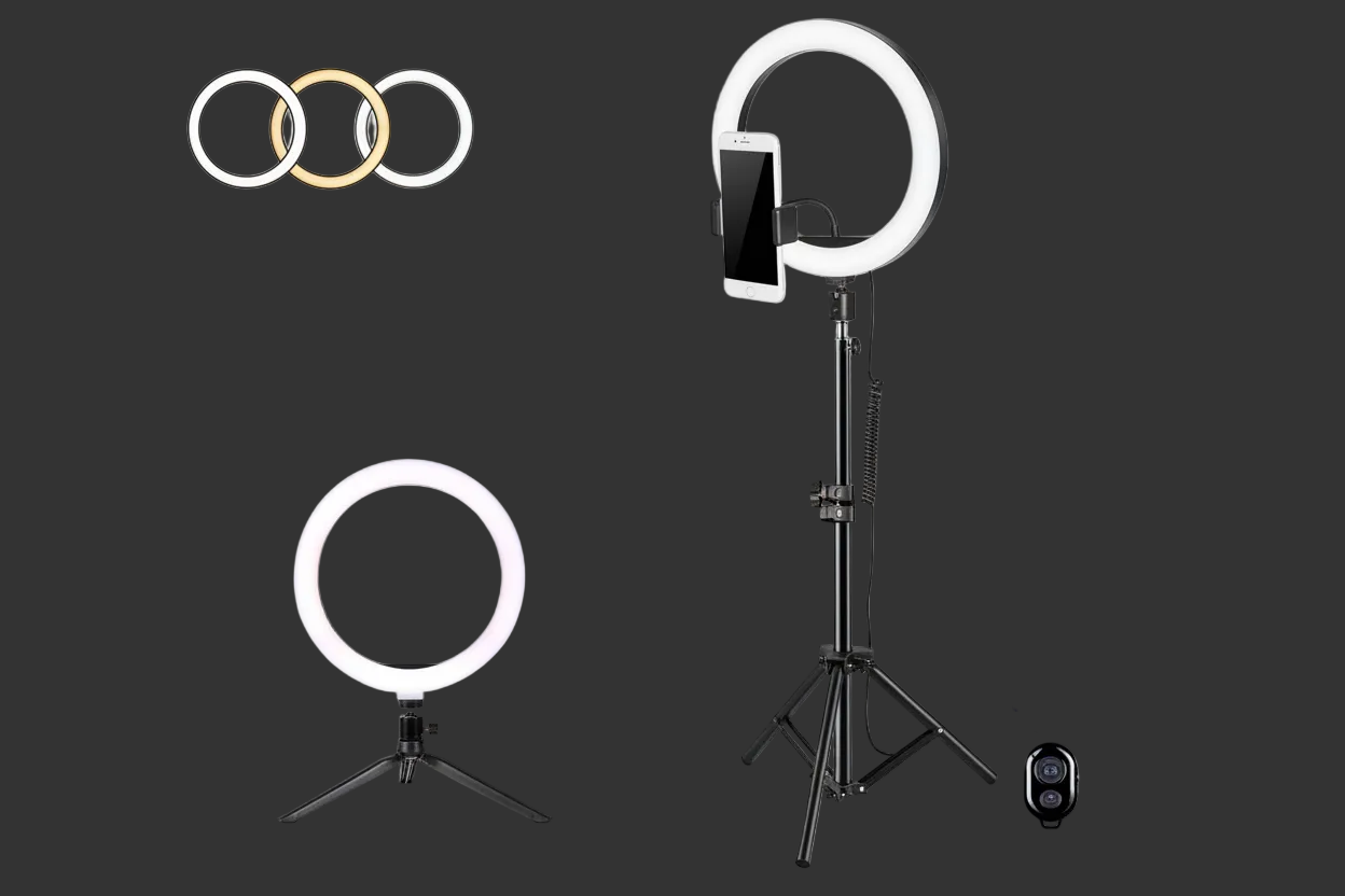 LED Ring Light with Tripod Stand – USB Selfie Lamp