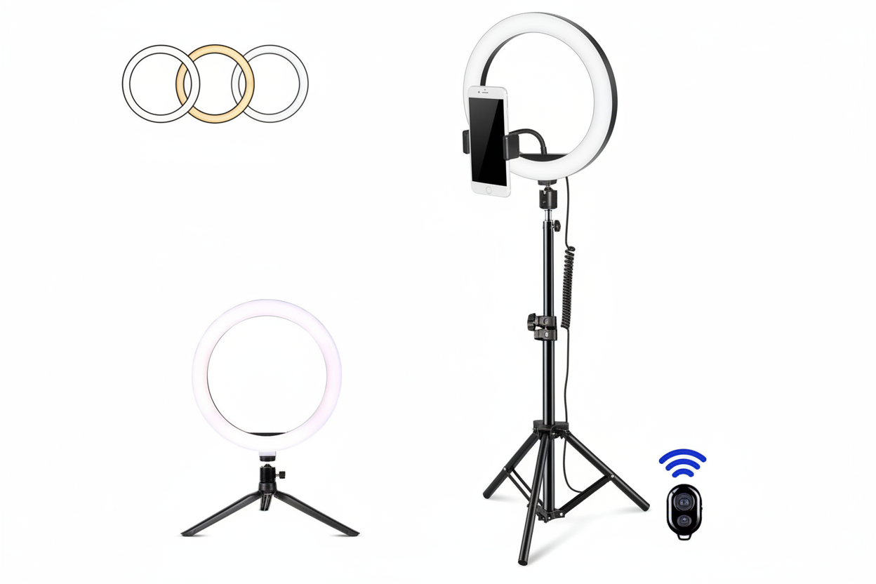 LED Ring Light with Tripod Stand – USB Selfie Lamp