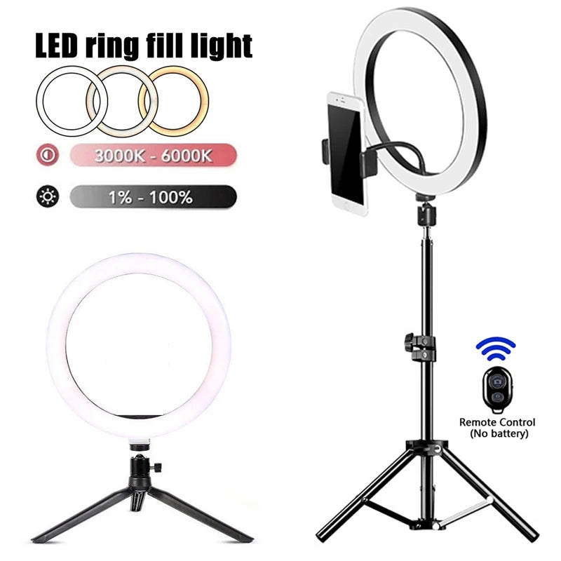 LED Ring Light with Tripod Stand – USB Selfie Lamp