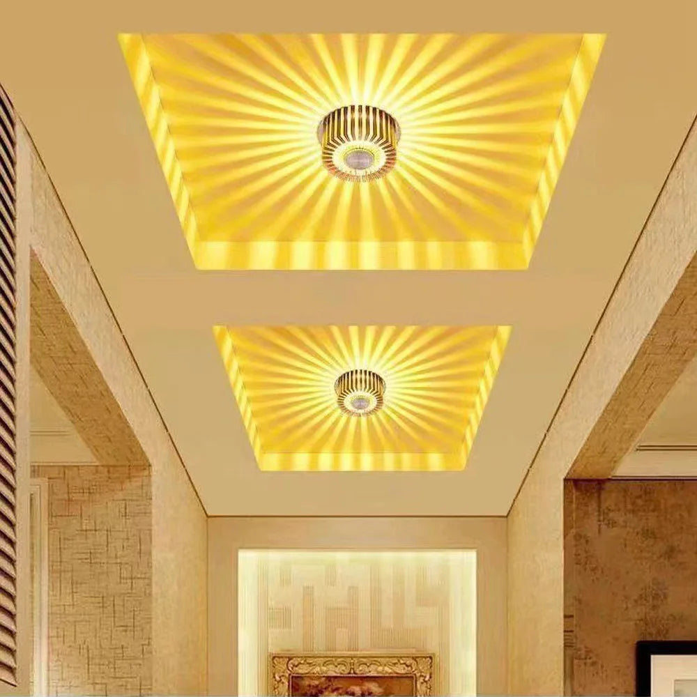 LED Sunburst Wall Sconce – 3W Colorful Recessed Ceiling Light for Living Room, Corridor & Dorm