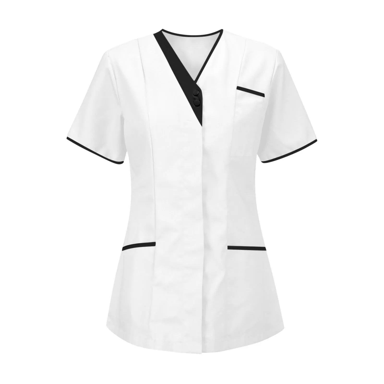 Women’s V-Neck Short Sleeve Tunic Scrubs Tops with Pockets