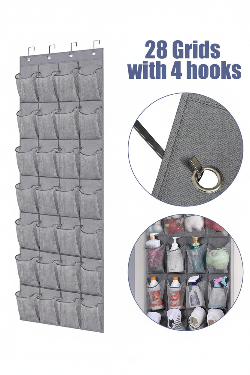 Over The Door Shoe Organizer – 28 Pockets Hanging Storage Holder Hanger Bag Closet