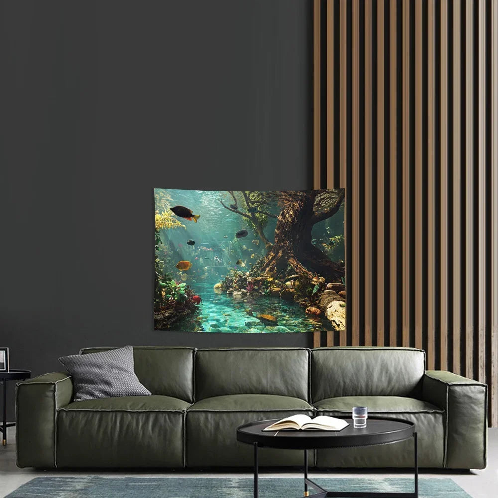 Aquarium Wall Tapestry – Polyester Fiber Underwater Wall Decor for Bedroom & Dorm