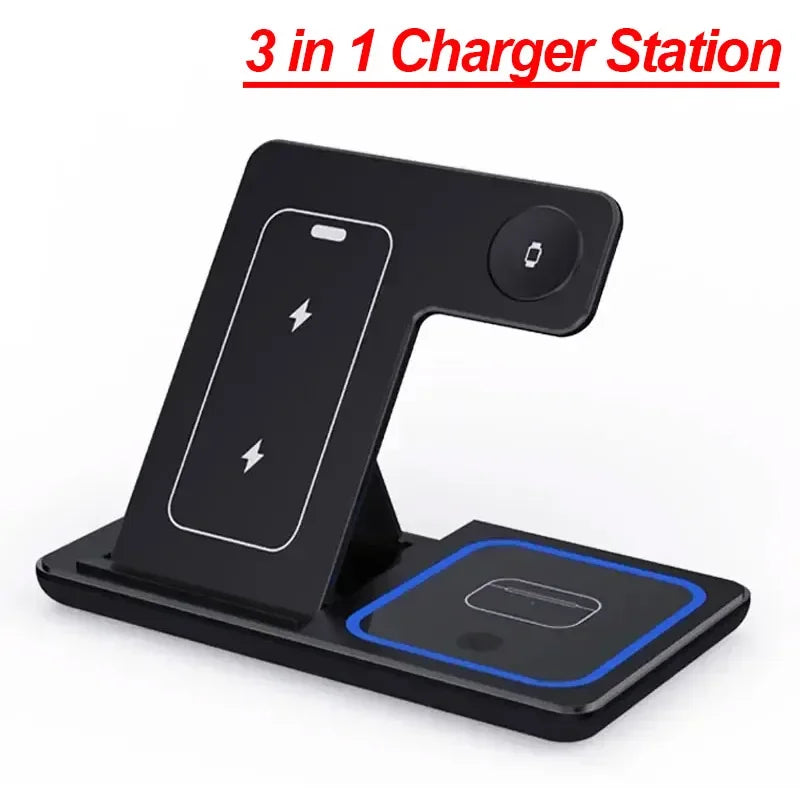 3-in-1 Foldable Wireless Charging Station – iPhone, Watch & Earbuds Charger