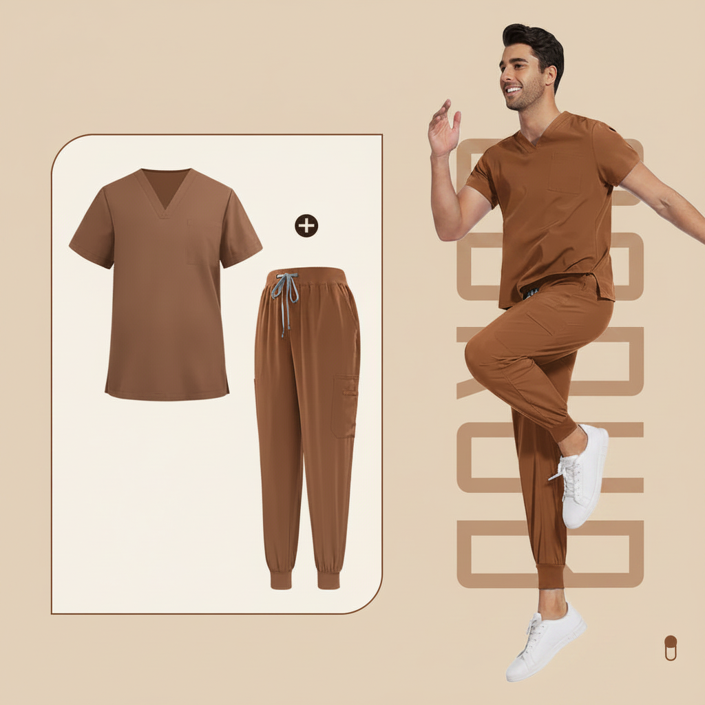 Premium V-Neck Medical Scrub Set with Jogger Pants | Soft Stretch Uniform
