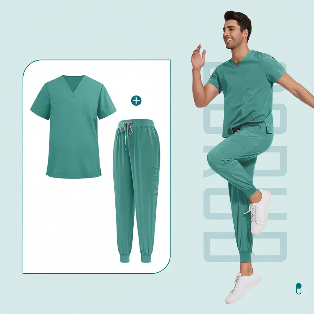 Premium V-Neck Medical Scrub Set with Jogger Pants | Soft Stretch Uniform