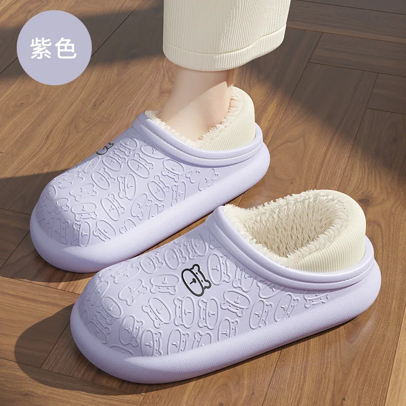 Waterproof Plush Winter Slippers – Non-Slip Indoor & Outdoor Shoes