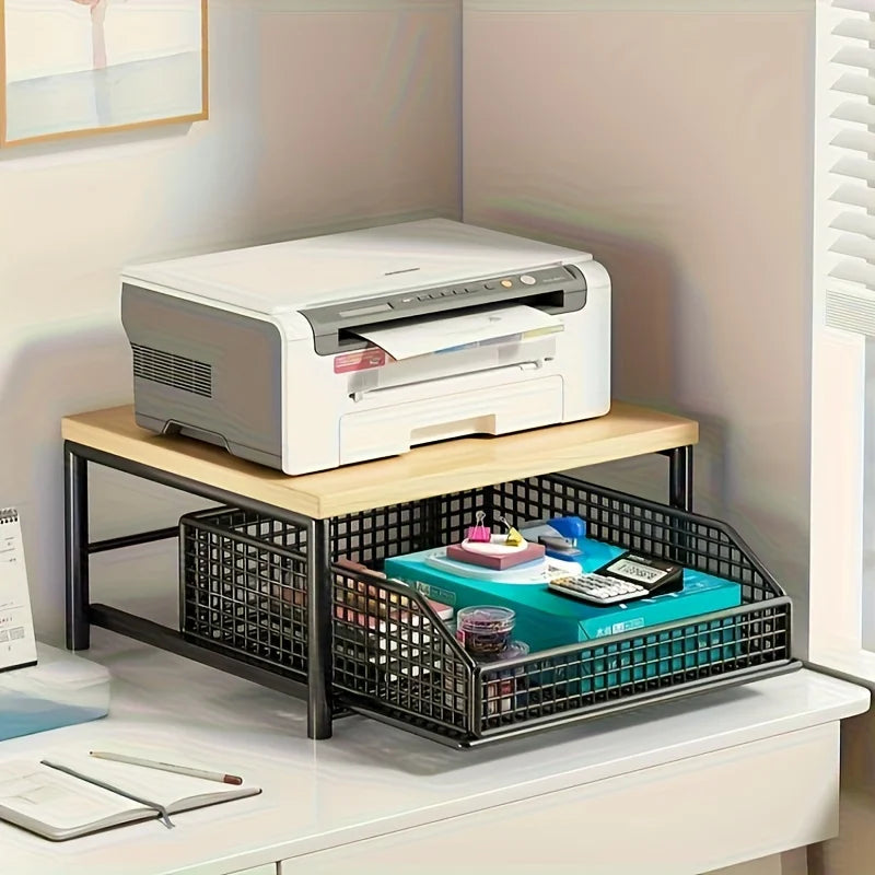 Kitchen Countertop Organizer with Drawer & Wire Basket
