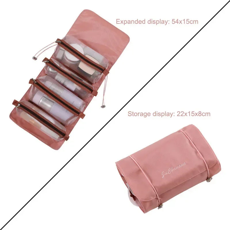 Large-Capacity PU Leather Cosmetic Bag – Travel Makeup Organizer