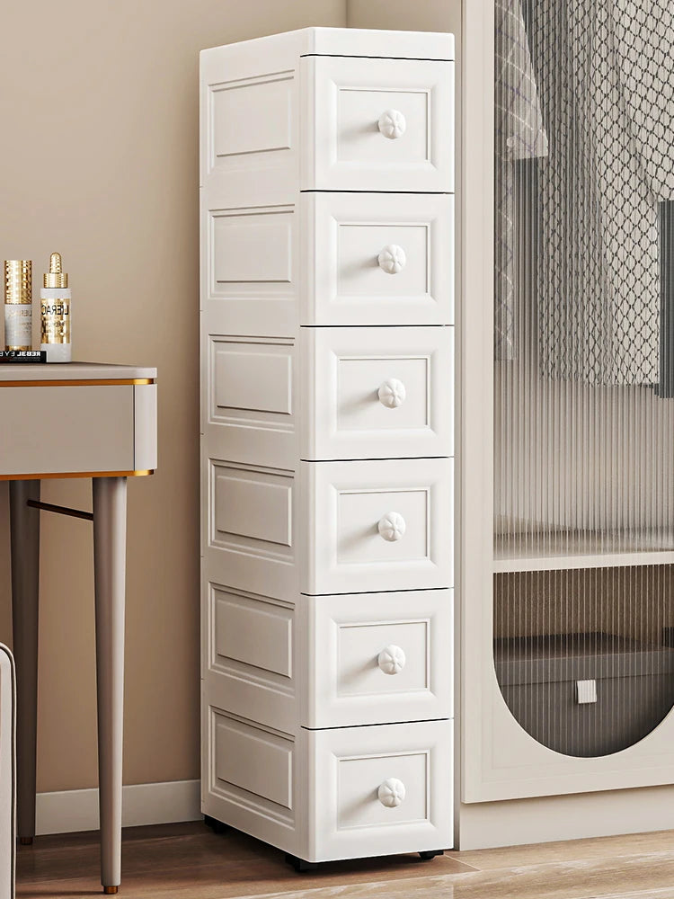 Slim Rolling Storage Cabinet with Drawers – Narrow Space Organizer