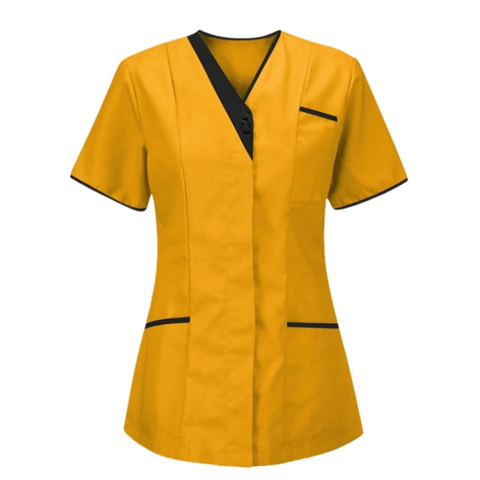 Women’s V-Neck Short Sleeve Tunic Scrubs Tops with Pockets