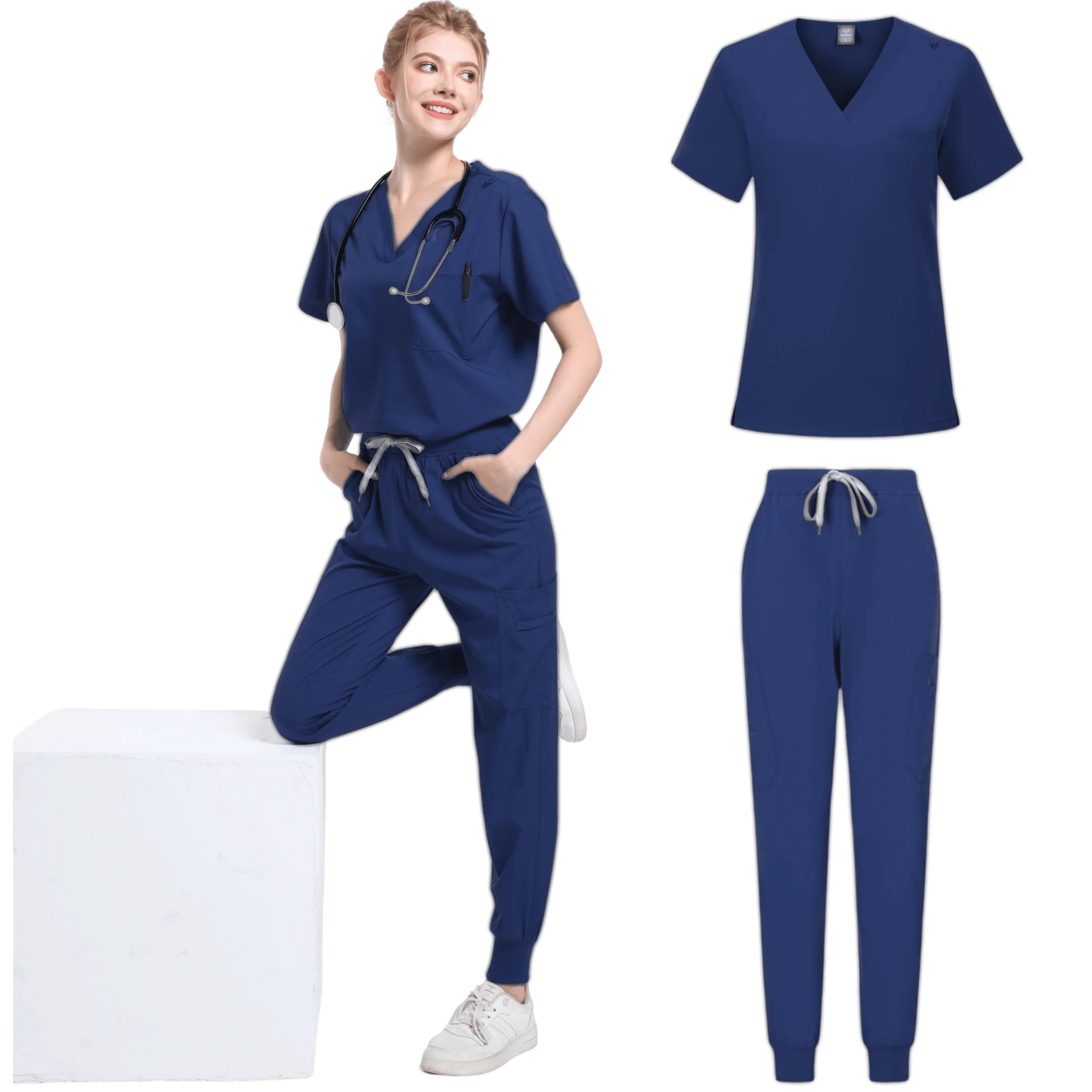 Unisex Medical Scrub Set – Stretch Nursing Uniform