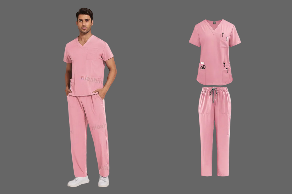 Men's Medical Scrub Set – V-Neck Stretch Nursing Uniform for Healthcare Professionals