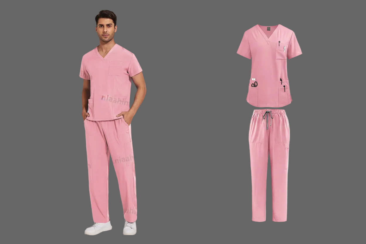Men's Medical Scrub Set – V-Neck Stretch Nursing Uniform for Healthcare Professionals