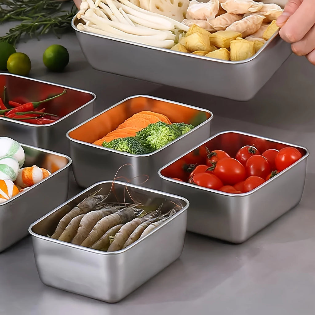 6-Piece Stainless Steel Food Storage Container Set with Lids