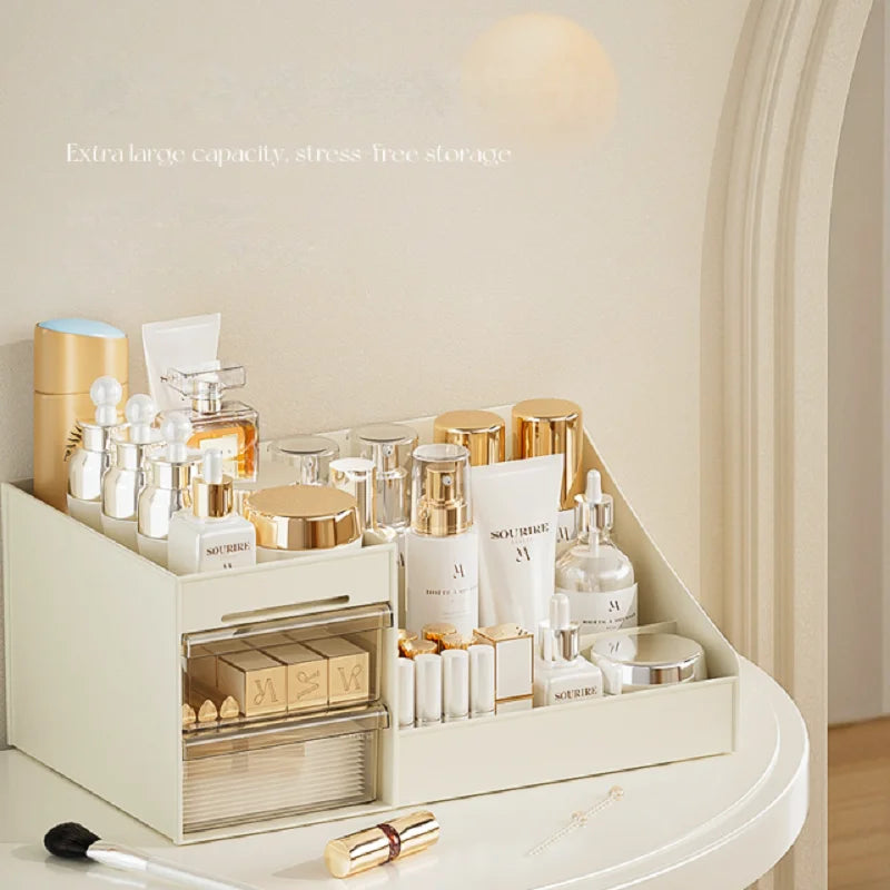 Premium Makeup & Skincare Organizer with 2 Drawers – Desktop Vanity Storage