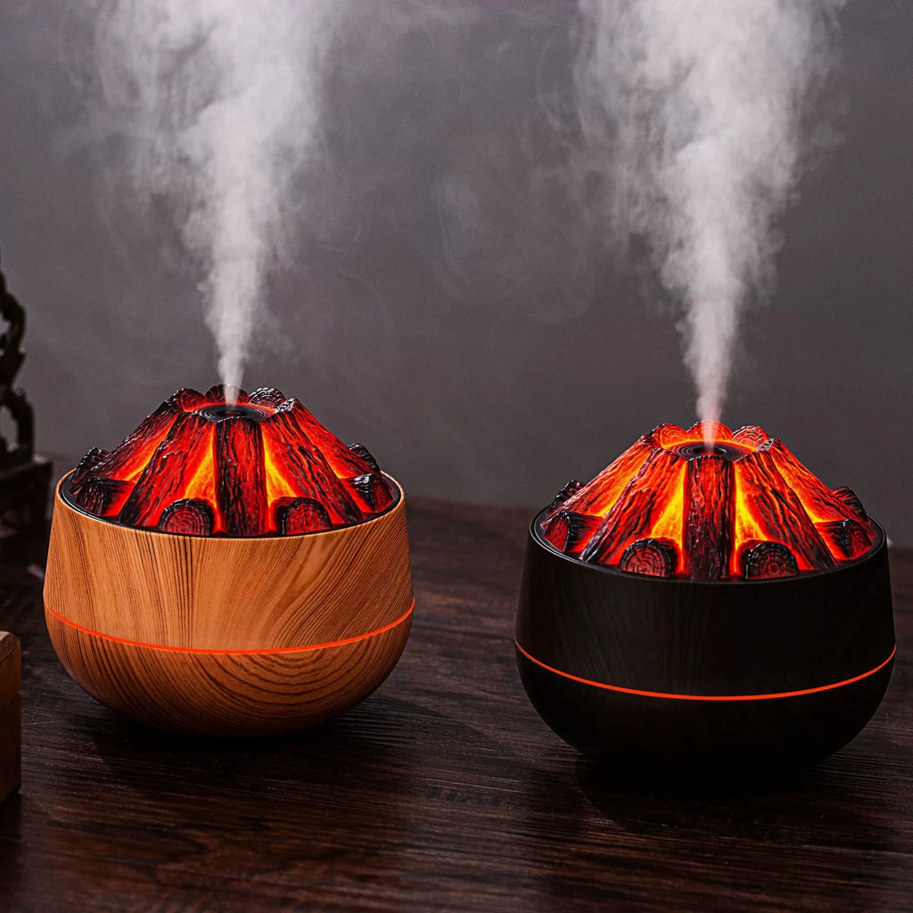 Flame-Effect Aroma Diffuser & USB Humidifier with 7-Colour Light