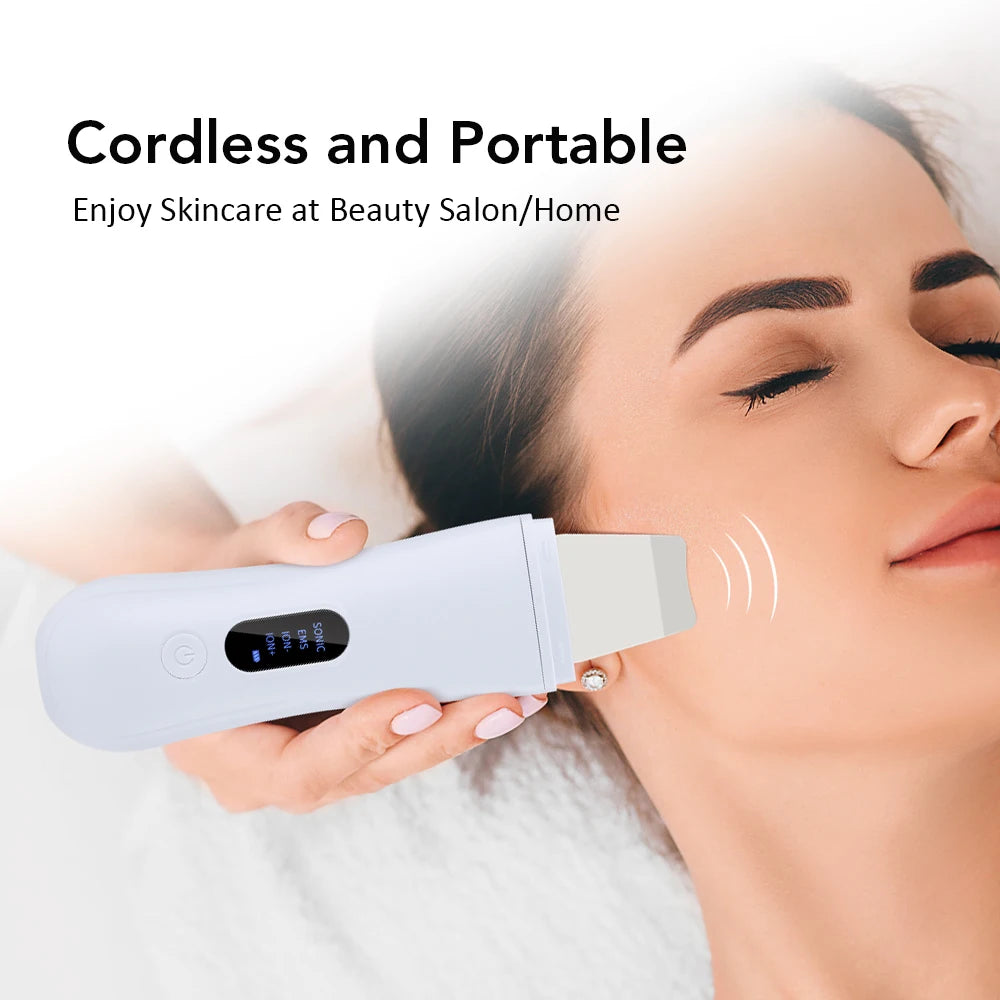 Ultrasonic Skin Scrubber – 4-in-1 Deep Facial Cleansing & Skin Lifting Device